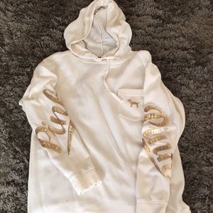Pink hooded sequin sweatshirt